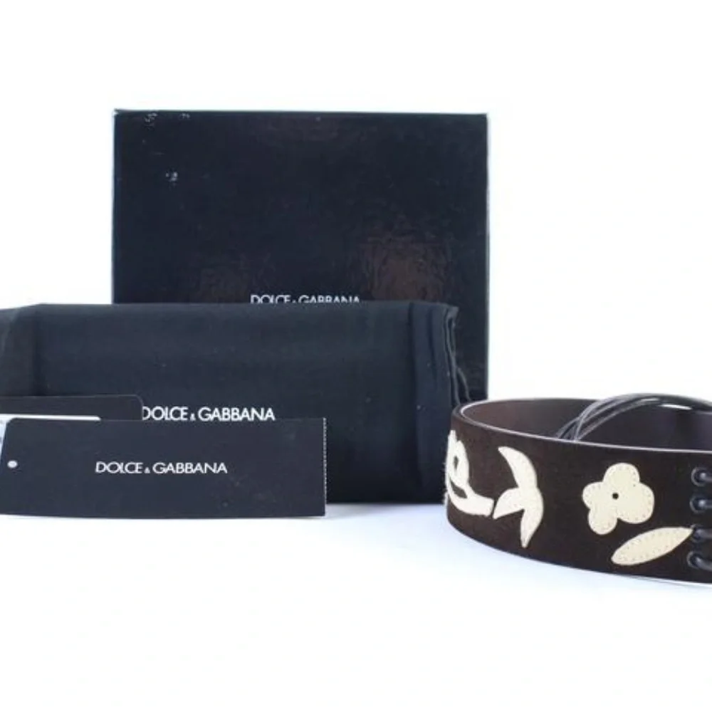 Dolce&Gabbana Floral Suede Waist Belt 13MR0226